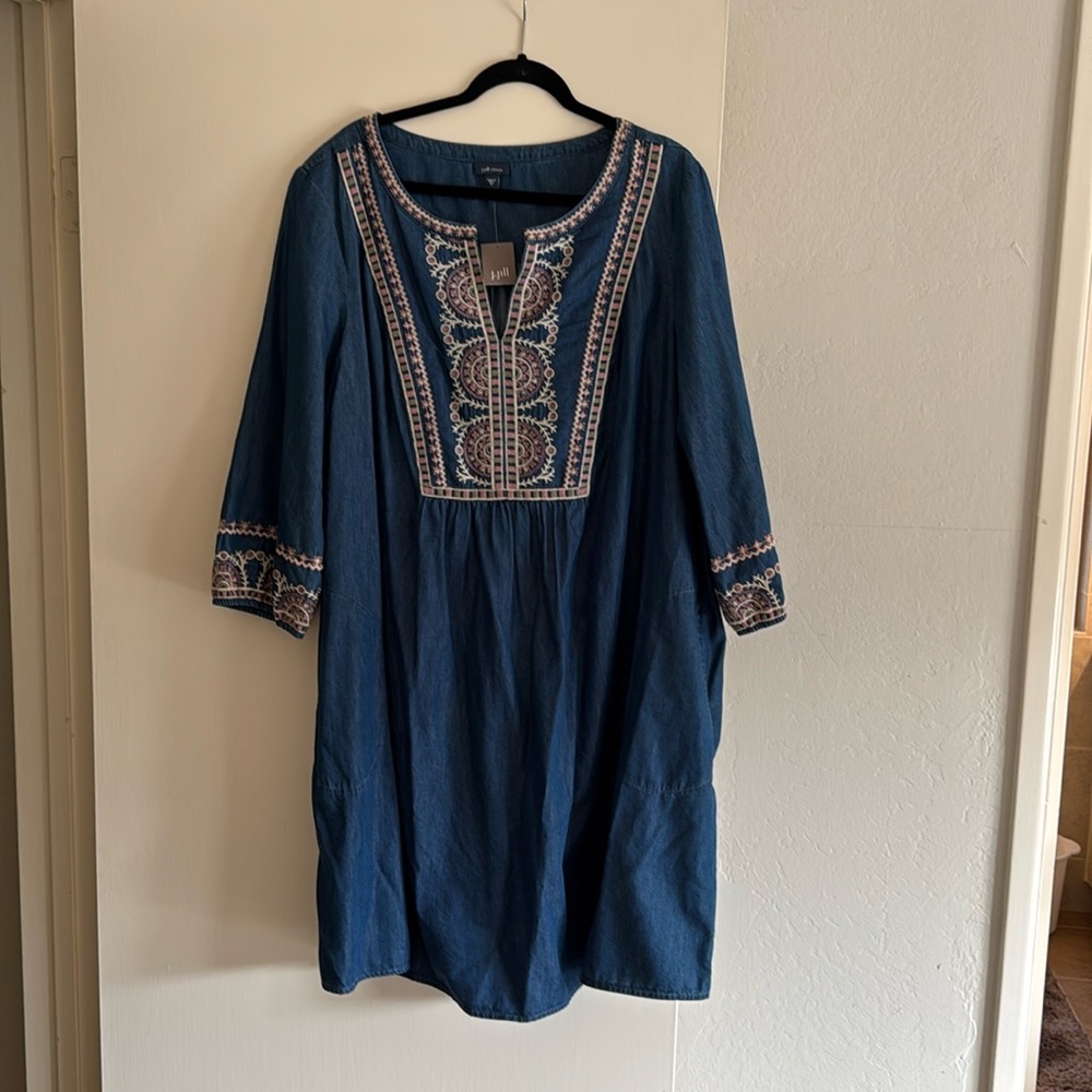J Jill dress, 2X, lightweight denim with gorgeous stitching detail